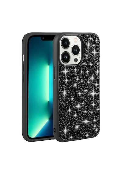 Zore İphone 13 Pro Uyumlu Parlak Taşlı Tasarım Ogaa Linea Kılıf-siyah