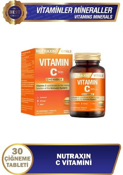 Nutraxin Vitamin C 500 Mg 30 Çiğneme Tablet