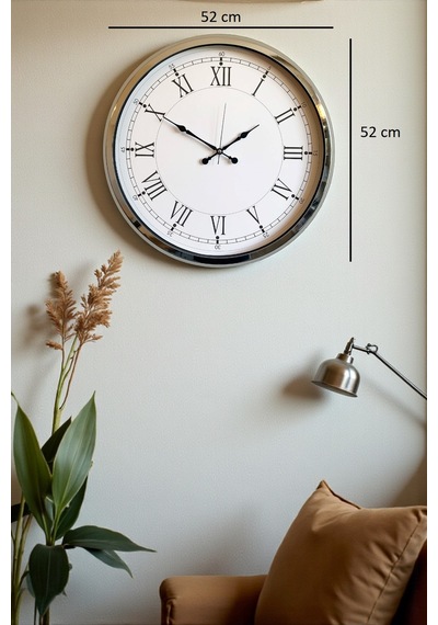 Roma Zarafeti Krom 52 Cm Metal Duvar Saati Diğer