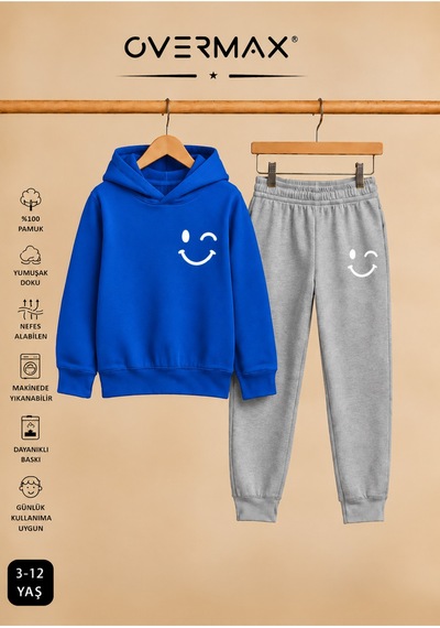 Overmax Çocuk Smile Baskılı Kapüşonlu Eşofman Takımı - 3-12 Yaş Saks Mavi Üst-gri Alt - 919385509 Saks Mavi Üst-gri Alt Overmax Çocuk Smile Baskılı Kapüşonlu Eşofman Takımı - 3-12 Yaş Saks Mavi Üst-gri Alt - 919385509 Saks Mavi Üst-gri Alt