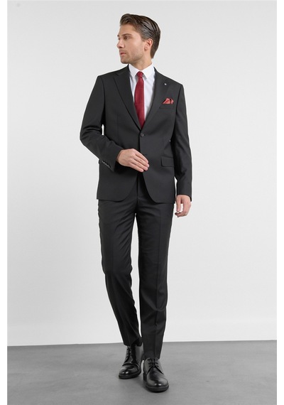İmza Siyah Mono Yaka Esnek Bel 6 Drop Comfort Fit Tam Astar Esnek Takım Elbise 1001260151