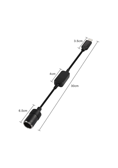 Powermaster Type-c 5volt- 12v 1a Dişi Çakmak Çevirici 30cm Kablolu