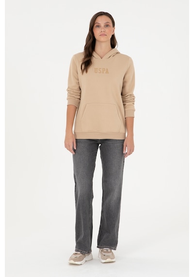 U.S. Polo Assn. Kadın Kum Basic Kapüşonlu Sweatshirt 50289536-VR085