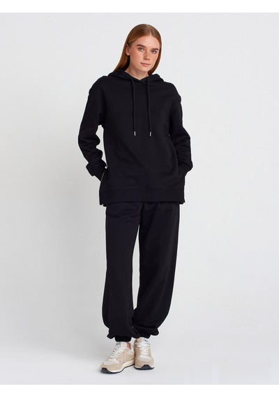 Dilvin 40401 Yanları Fermuarları Sweat Siyah