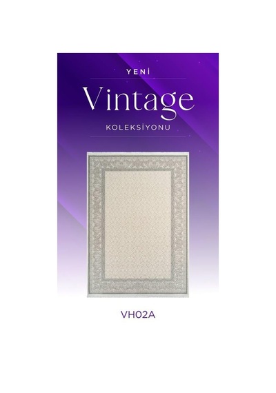 Royal Halı Vintage Vh02a Krem Gri Akrilik Yumuşak Dokulu Klasik Motifli Halı