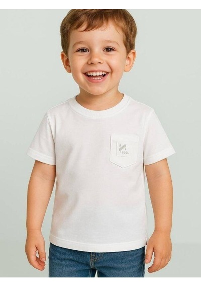 Breeze Erkek Bebek Cep Detaylı Basic T-shirt-15832 Beyaz