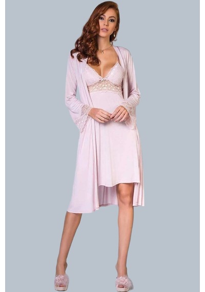 Pierre Cardin 6'lı Modal Gecelik Sabahlık Çeyiz Seti 5025 Ekru