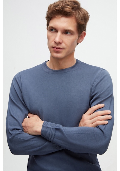 D's Damat Ds Damat Regular Fit İndigo Düz Örgü Kazak 5hf062432004m 771