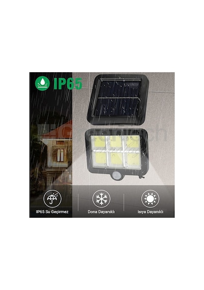 2 Adet 120 Cob Led Solar Panel Güneş Enerjili 3 Mod Duvar Lambası Bahçe