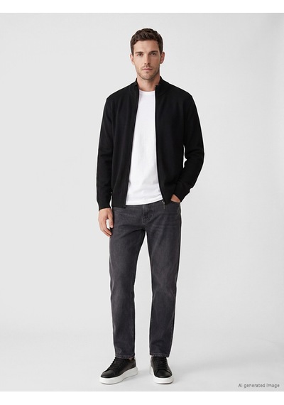 Lcwaıkıkı Classic Siyah Regular Fit Dik Yaka Erkek Triko Hırka