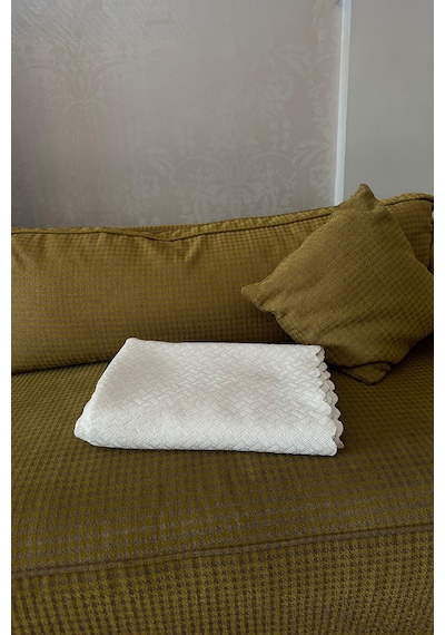 Sofline Kadife Şönil Koltuk Örtüsü, Kaymaz Kanepe Örtüsü, Koltuk Şalı 180 X 220cm Krem