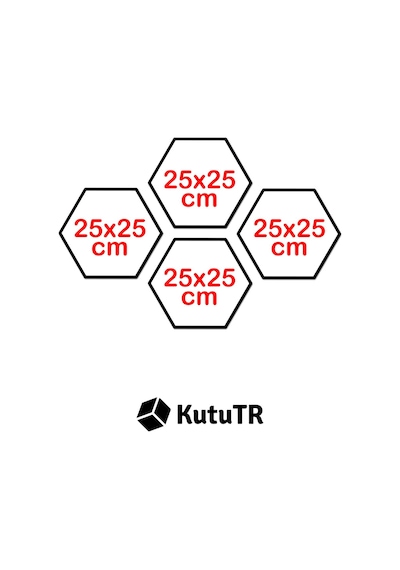 Dekorize Mdf Tablo Seti 4 Parça 3 Mm - Mutfak Ve Kafeler İçin Hexagon Altıgen Tablo - Ht001 25 X 25
