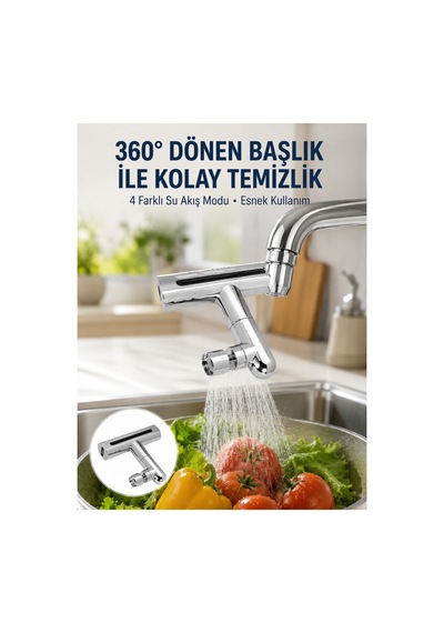 8753tknd 360 Dönüşlü Su Akışı Başlığı 4'ü 1 Arada Kullanım Yeni Nesil 893hmng Çok Renkli
