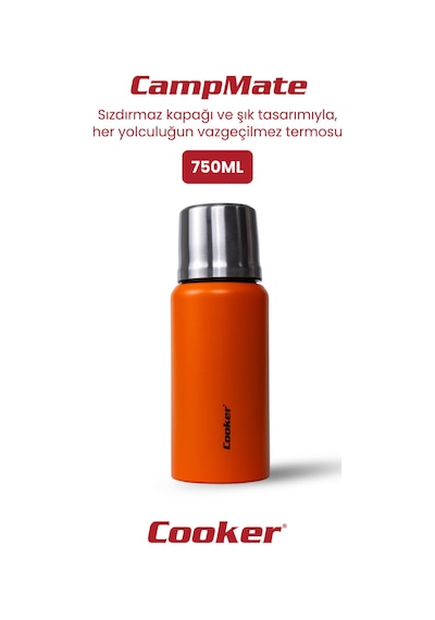 Cooker Campmate 750 Ml Paslanmaz Çelik Termos Ckr2106 Turuncu