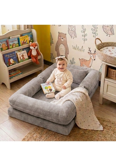 Miniwood Montessori Yatak Oyun Alanlı Bebek Yer Yatağı Sünger Çocuk Karyola 93 x 150 CM