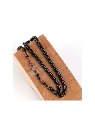 Kaplumbağa Kabuğu Bağa Kapsül Kesim 7x11mm Tesbih - Siyah Siyah