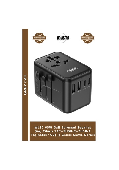 Wl22 65w Gan Evrensel Seyahat Şarj Cihazı 1ac+3usb-c+2usb-a Taşınabilir Güç İş Gezisi Çanta Gereci