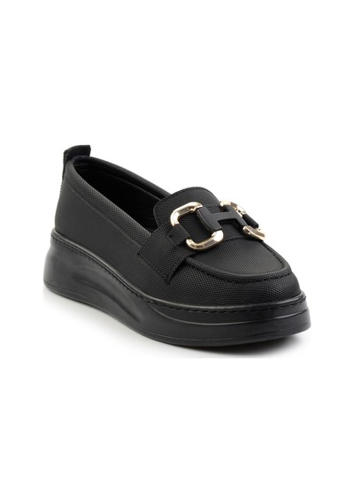 Bambi Siyah Kadın Loafer Ayakkabı K01536194509 Siyah