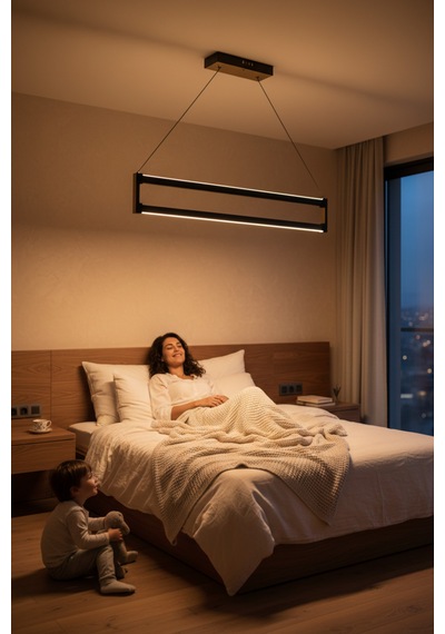 Orion Gold Lineer Led Sarkıt Avize Kumandalı Dim Edilebilir Aşağı Işık Sarı Işık