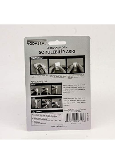 Vodaseal 53.01.054 3'lü Beyaz Iz Bırakmayan Askı, Beyaz 4 Renk