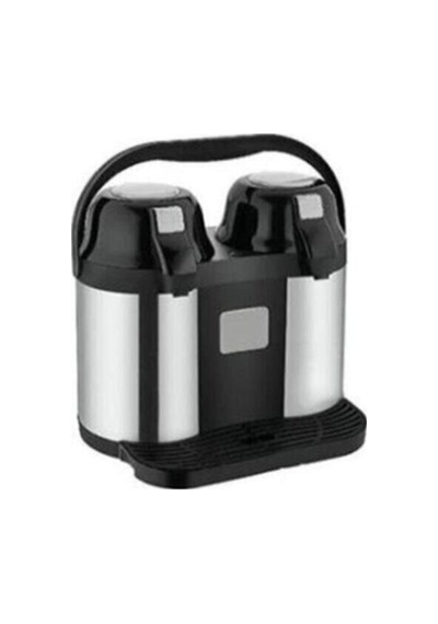 Cooker Termos 5 Lt. Çiftli Çelik Pompalı Çay Termosu - Su Termosu Siyah