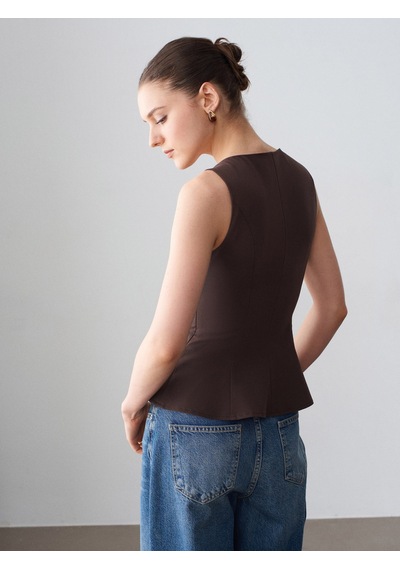 Dilvin 50544 Korse Peplum Bluz-kahve