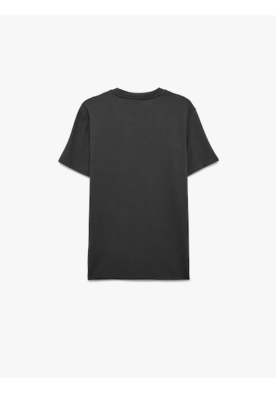 Koton Bisiklet Yaka Viskon Karışımlı Kısa Kollu Basic Slim Fit Tişört Antrasit 6sam10285mk