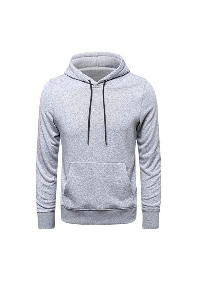 Erkek 3 İplik Pamuklu Kapüşonlu Cepli Oversize Hoodie Sweatshirt - Gri