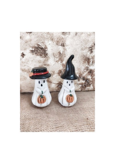 El Yapımı Balkabağı Şeklinde Sevimli Halloween Hayalet Biblolar. 2li Set