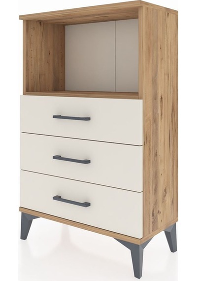 Arges Komodin Tek Raflı 3 Çekmeceli 60x30x96 Çam-aytaşı Atlas Çam
