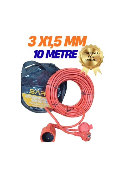 Klc Uzatma Kablosu 3x1.5 Mm 10 Metre Tekli Grup Fiş Priz Topraklı Kablolu Kapaklı Monofaze Ev Tipi T Turuncu 1 - 10 M Klc Uzatma Kablosu 3x1.5 Mm 10 Metre Tekli Grup Fiş Priz Topraklı Kablolu Kapaklı Monofaze Ev Tipi T Turuncu 1 - 10 M