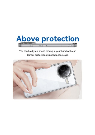Caseonn Xiaomi Poco F7 Pro Kılıf Kamera Korumalı Darbe Emici Şeffaf Arka Kapak Tam Şeffaf