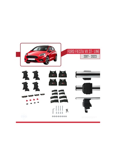 Ford Fiesta Vıı St-line 2017-2023 Arası İle Uyumlu Ace-4 Ara Atkı Tavan Barı Gri