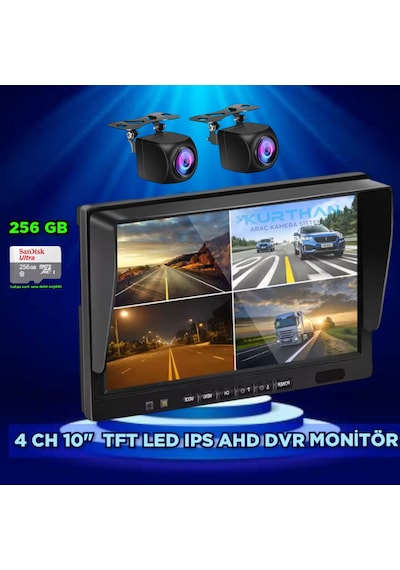 10 İnç Dvr Ekran 2 Adet 170'' Balık Gözü Lens Geniş Açı Kamera