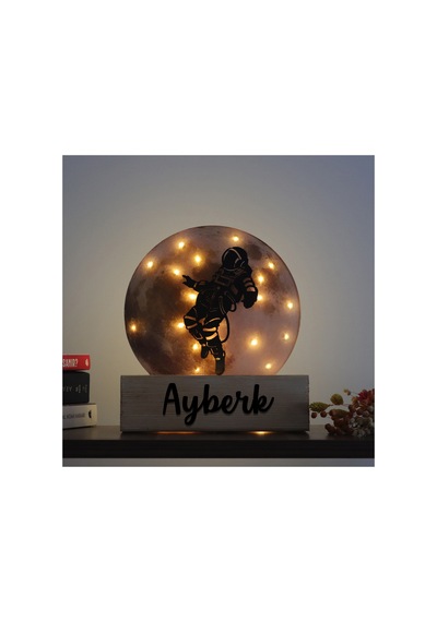 Led Işıklı Pleksi Dolunay Kişiselleştirilebilir Dekoratif Biblo Space Astronot Anahtar Askılığı Sarı - 737200937 Sarı