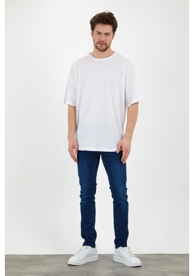 Unisex Siyah Beyaz Oversize Bol Kesim Basic 2 Li Paket Tshirt Beyaz