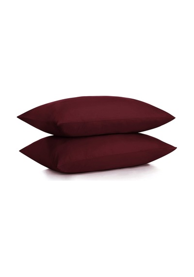 Lionas %100 Pamuklu Ranforce Yastık Kılıfı - Bordo - 2'li Set 50x70 - Bordo