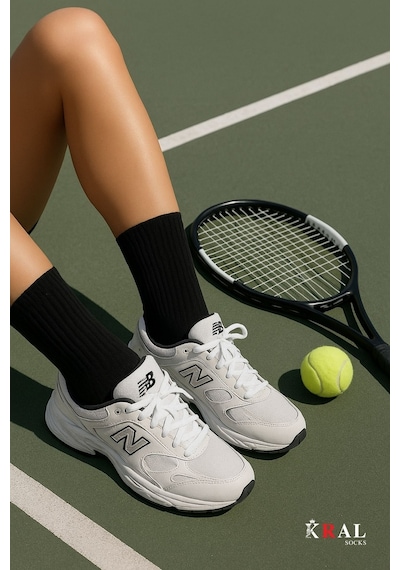 Kral Socks Unisex Siyah-beyaz 12 Çift Pamuklu Tenis Spor Uzun Soket Boy Çorap Siyah - Beyaz