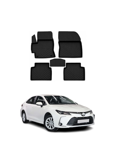 Toyota Corolla 12 2019-2026 Uyumlu 4d Havuzlu Paspas Kauçuk Siyah 5 Parça