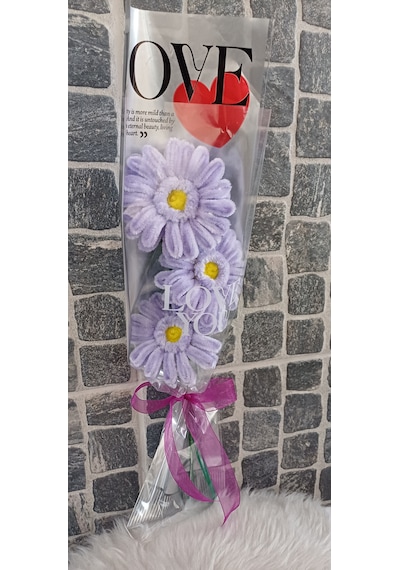 Solmayan Çiçek Gerbera- Sevgililer Günü Çiçek Yapay Açık Mor