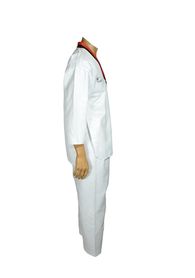 Haşado Wt Onaylı Şeritli Pum Yaka Fitilli Dobok Taekwondo Elbisesi Beyaz