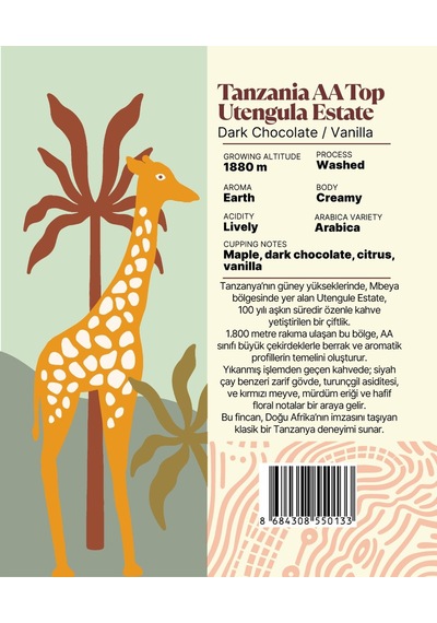 Tanzania Aa Top Utengula Estate Yöresel Filtre Kahve 250 Gr. Çekirdek Kahve