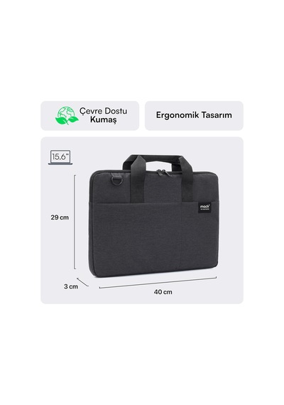 Cityfit Mcc-703 Laptop Çantası, Erkekler Ve Kadınlar İçin Profesyonel Bilgisayar Çantası, 15.6 İnç Notebook Çantası, Evrak Çantası, Siyah