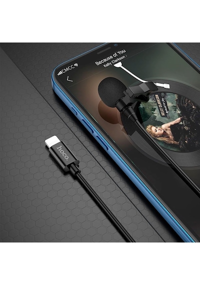 Hoco L14 Apple Uyumlu iPhone Lightning Kablolu Profesyonel Yayıncı Yaka Mikro Siyah