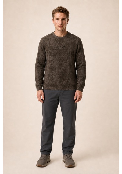 Redline Continu Erkek Kışlık Regular Fit Kışlık Bisiklet Yaka Sweatshirt Kahve