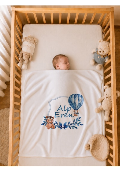 Pia Baby Erkek Bebek Hastane Çıkışı Seti 4 Parça %100 Pamuk İsimli Organik Baskılı Battaniyeli Tulum Seti 1009bt0x Krem