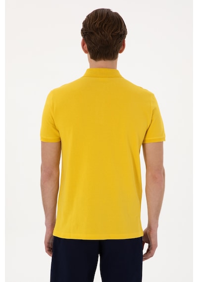 U.S. Polo Assn. Erkek Slim Fit Polo Yaka Sarı Basic Tişört 50297984-VR094
