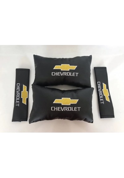 Chevrolet Nakışlı Cruze Aveo Deri 1 Çift Boyun Yastık Ve 1 Çift K