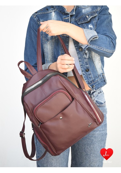 Jara Bag Freya Kadın Sırt Çantası Şık, Yumuşak Dokulu Ve 5 Bölmeli Bordo