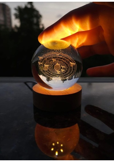 Mr 3d Kristal Cam Küre, Ahşap Soketli Gece Lambası,led, Sevgiliye Hediye, Noel, Öğretmenler Günü, Özel Tasarım Harika Bir Hediye Gezegenler